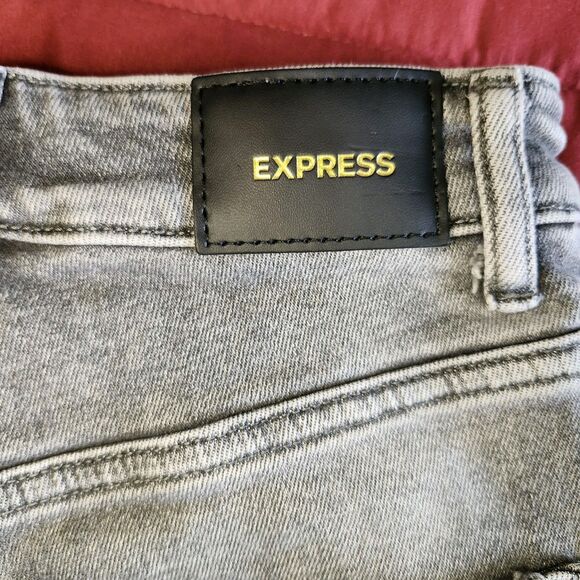 Express NWT 00R Curvy High Waist Washed Black Skinny Jeans Raw Hem Stretch - Picture 7 of 13